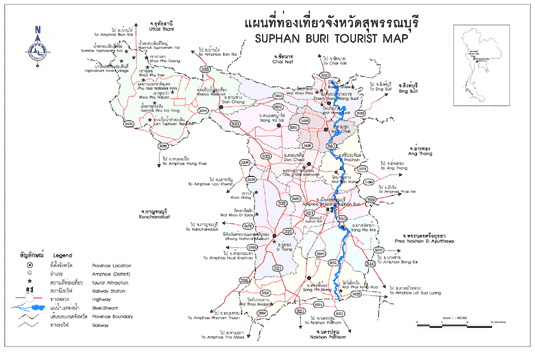 แผนที่จังหวัดสุพรรณบุรี